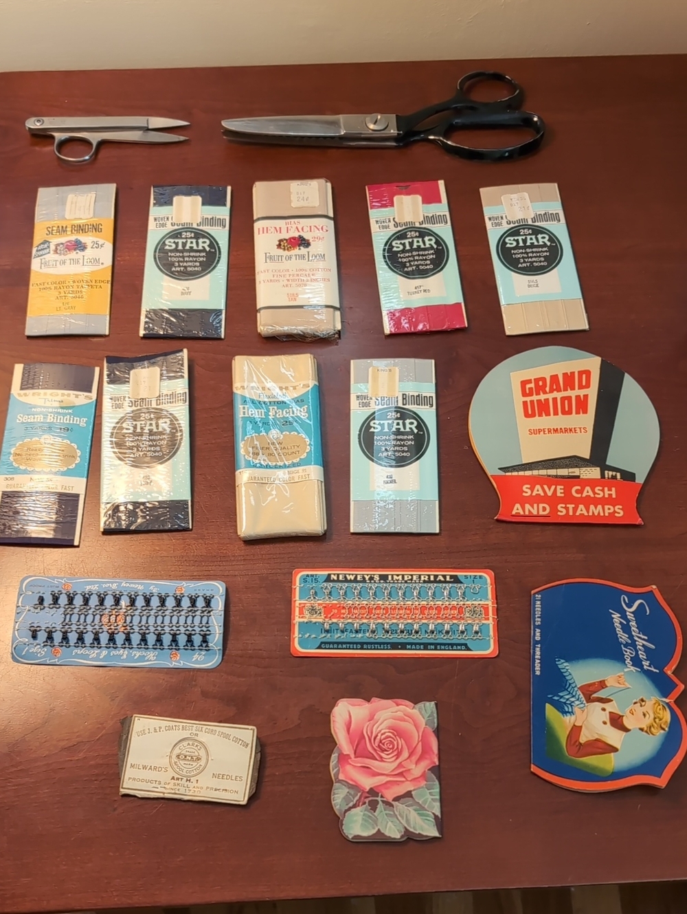 Vintage Sewing Supplies: Case Xx Pinking Shears, Seam Binding, Needle Books, Etc